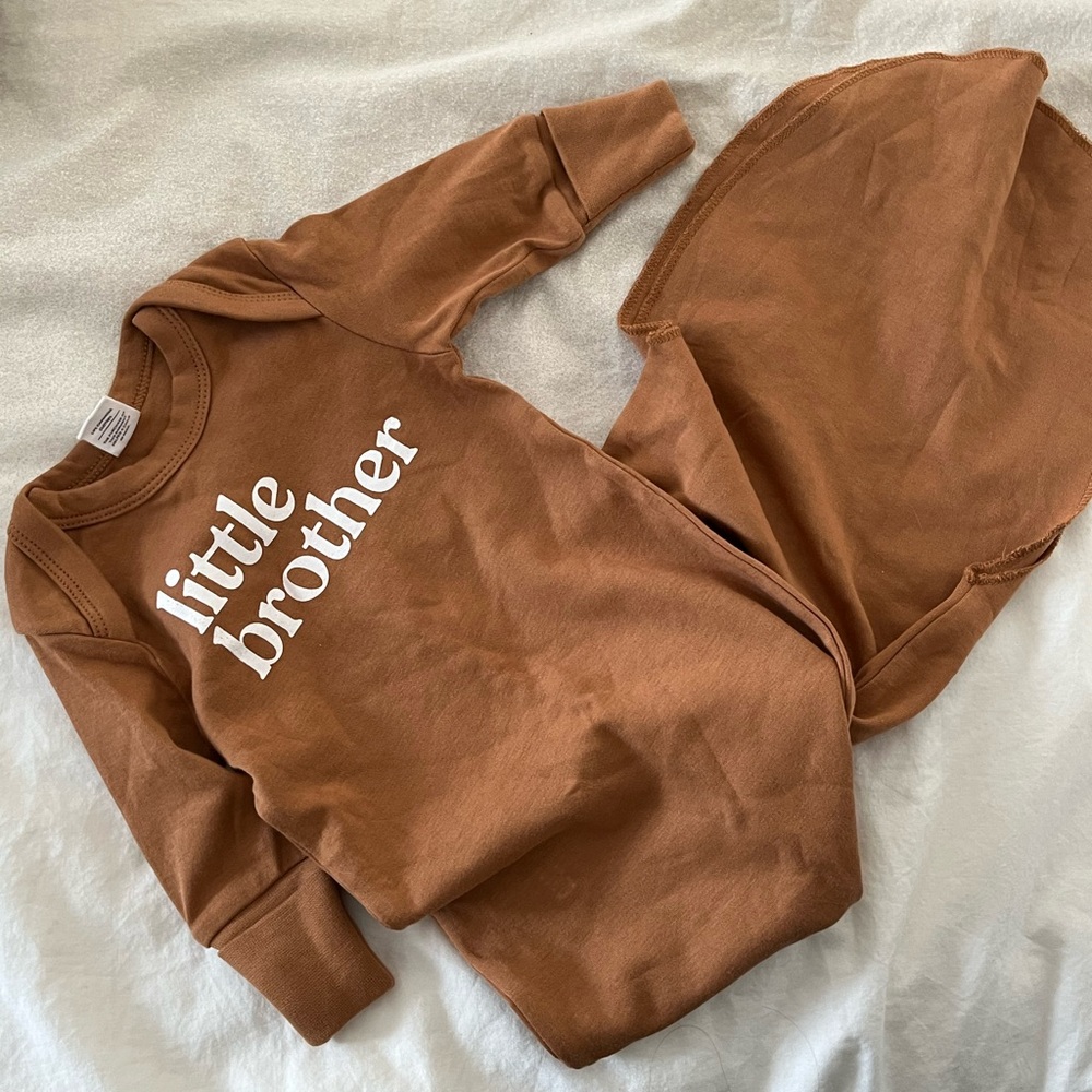 Colored organics Baby Gown “Little brother” Size NB
